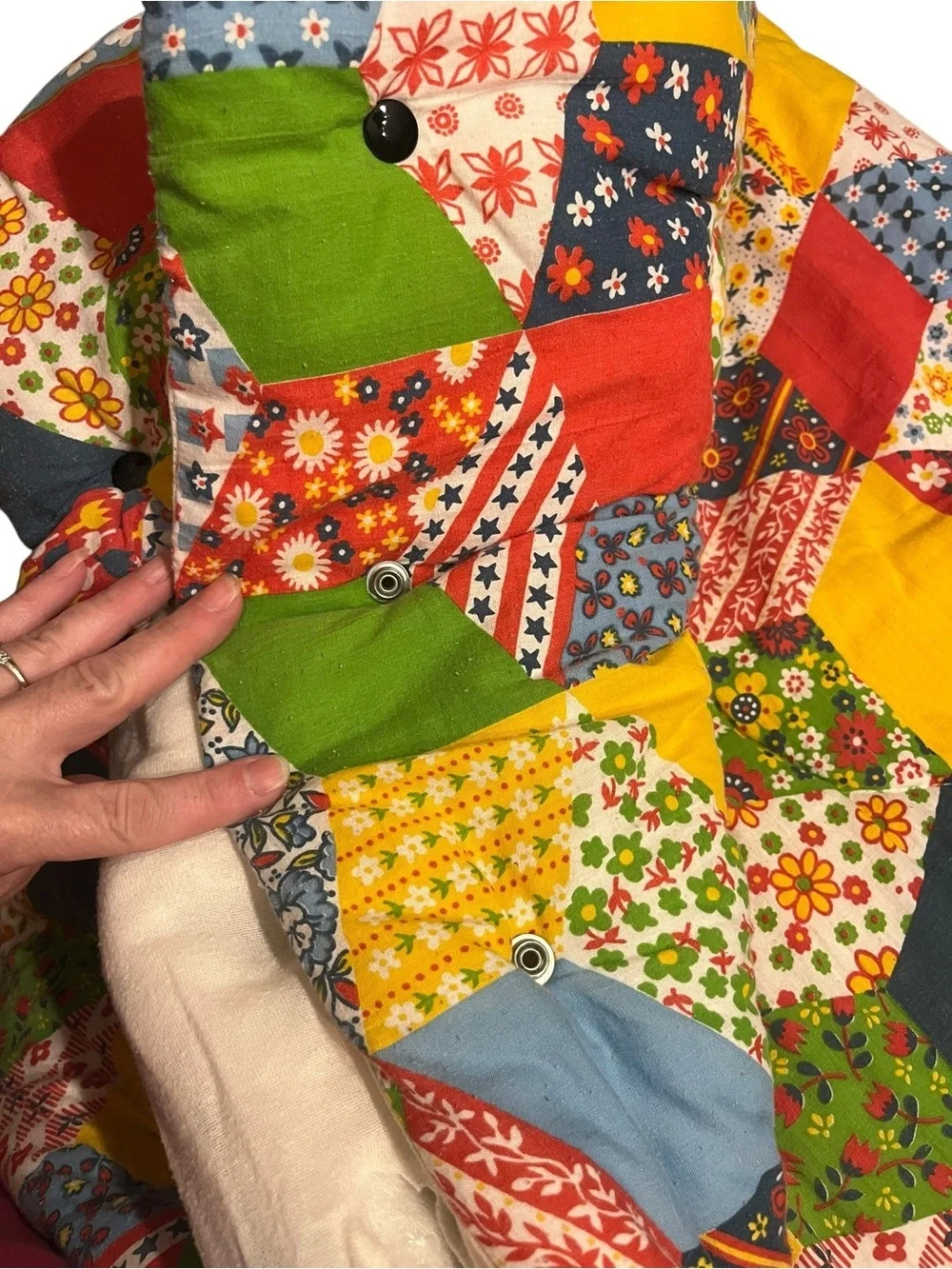 Vintage 1970s Snug Sack Sleeping Bag Quilted Blanket Patchwork Trippy